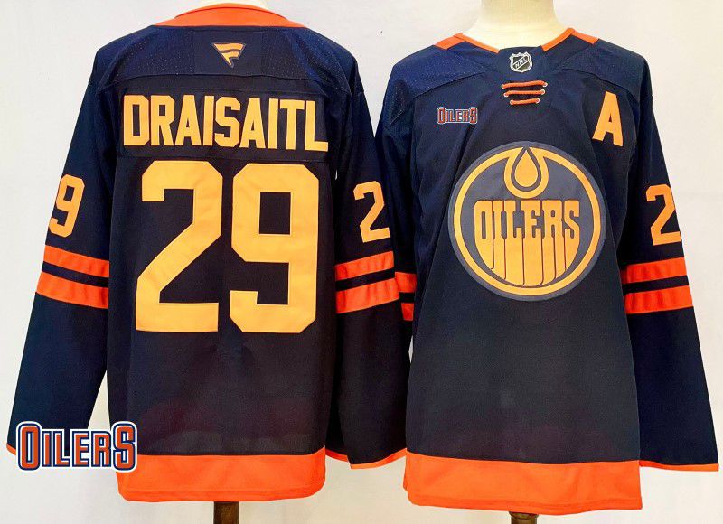 Men Edmonton Oilers 29 Draisaitl Black Fanatics 2025 NHL Jersey style 2